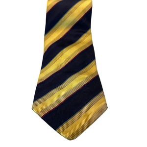 Axe Mod Paris Blue w/Gold & Red Diagonal Stripped Silk Necktie Preowned, Vintage